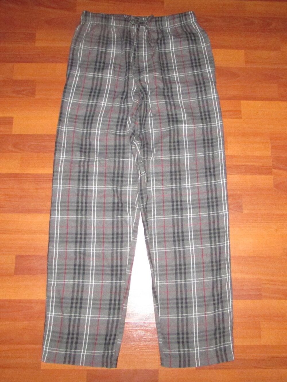 Pierre Cardin Grey Check Plaid Flannel Lounge Pants - Tall